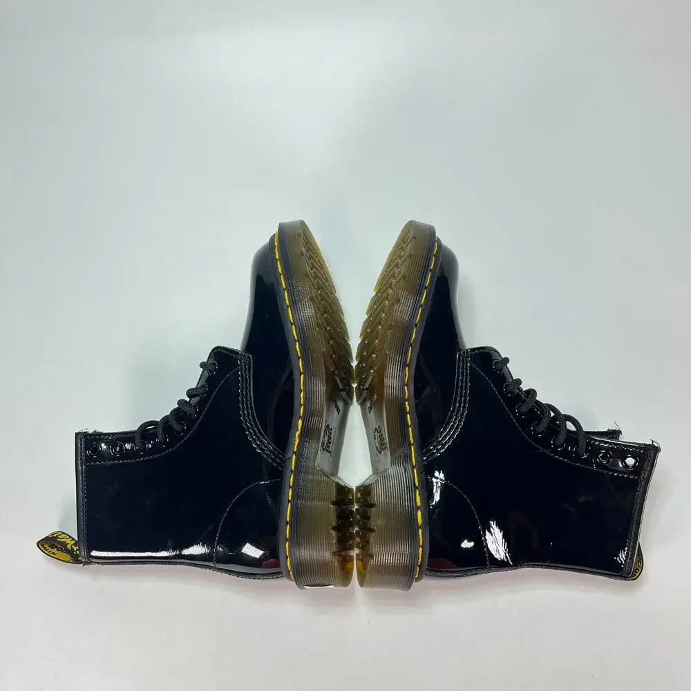 Dr. Martens 1460 Black Patent Leather Combat Ankle Boots 11821 Women's Size 5